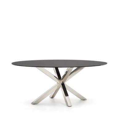 Kave Home Ovale Eettafel 'Argo' Glas, 200 x 100cm, kleur Zwart