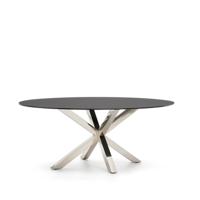 Kave Home Ovale Eettafel 'Argo' Glas, 200 x 100cm, kleur Zwart
