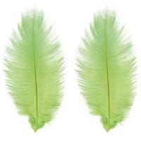 Roetveeg Piet Struisvogelveren - 2x - lime groen - 30-35 cm - Sinterklaas verkleedveer