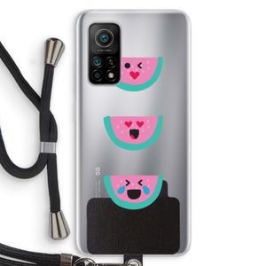 Smiley watermeloen: Xiaomi Mi 10T 5G Transparant Hoesje met koord