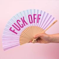 Houten waaier Fuck Off - Paars