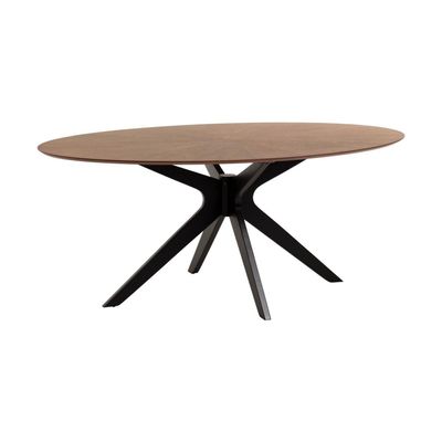 Kave Home Naanim eettafel ovaal 180x110 cm Walnoot/Zwart