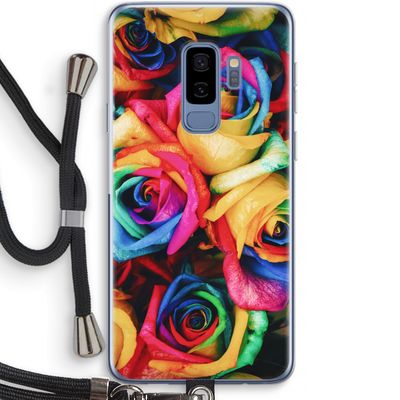 Neon bloemen: Samsung Galaxy S9 Plus Transparant Hoesje met koord