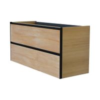 Wiesbaden Lotus wastafelonderkast met 2 laden 120x45 cm naturel eik en mat zwart