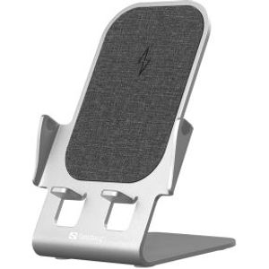 Sandberg Wireless Charger Stand 15W Alu Smartphone Grijs USB Draadloos opladen Snel opladen Binnen