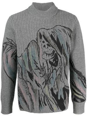 AMIRI pull en maille à imprimé graphique - Gris