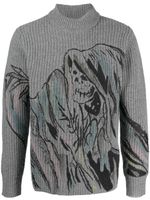 AMIRI pull en maille à imprimé graphique - Gris