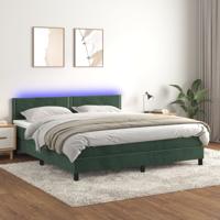 Boxspring met matras en LED fluweel donkergroen 180x200 cm