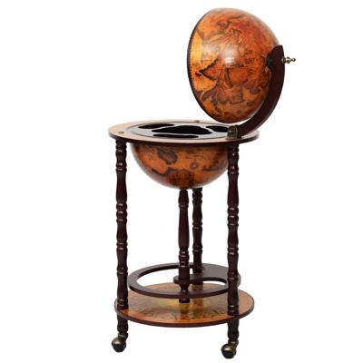 Wereldbol Hout Wijnbar Standaard 16e Eeuw Italiaans rek Drankfles Plank met Wielen (Retro Bruin)