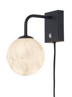 Wandlamp Carrara - Zwart/Wit - 12x18x21cm