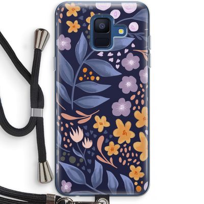 Flowers with blue leaves: Samsung Galaxy A6 (2018) Transparant Hoesje met koord