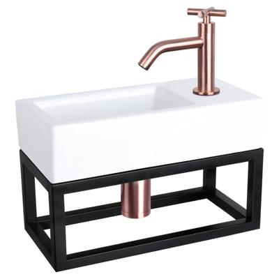 Differnz Ravo fonteinset keramiek - kraan kruis - met handdoekrek - 38.5 x 18.5 x 9 cm - rood koper
