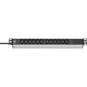 Brennenstuhl 1390007112 Stekkerdoos 19 inch 12-voudig Zwart, Zilver Apparaatstekker C13/C14 1 stuk(s)
