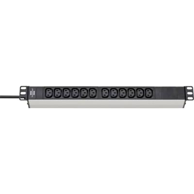 Brennenstuhl 1390007112 Stekkerdoos 19 inch 12-voudig Zwart, Zilver Apparaatstekker C13/C14 1 stuk(s)