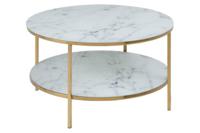 Salontafel Felien Dubbel Glas Wit/Goud Ø80cm - Giga Living - thumbnail