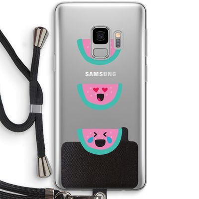 Smiley watermeloen: Samsung Galaxy S9 Transparant Hoesje met koord