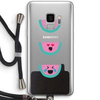 Smiley watermeloen: Samsung Galaxy S9 Transparant Hoesje met koord