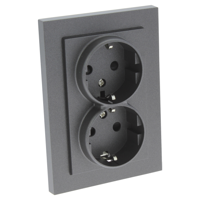 Q-Link S-Line Contactdoos | 2-voudig | Randaarde | Antraciet - 54.097.50