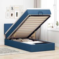 Ottoman bed met matras en LED's 80x200cm stof blauw
