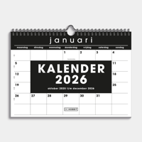 A4 Maandkalender 2026 Zwart