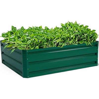 Hoge Bed Staal Rechthoekige Plantenbak Verhoogd Tuinbed Vroege Bed voor Groenten Bloemen Kruiden Groen 100 x 80 x 30,5 cm