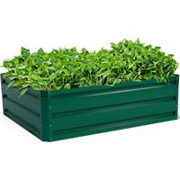 Hoge Bed Staal Rechthoekige Plantenbak Verhoogd Tuinbed Vroege Bed voor Groenten Bloemen Kruiden Groen 100 x 80 x 30,5 cm