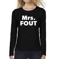 Mrs. FOUT tekst t-shirt long sleeve zwart voor dames - thumbnail