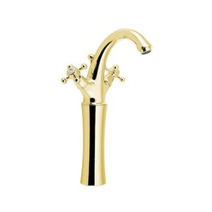 Wastafelmengkraan Sapho Antea 2-knop Gebogen Hoog 30 cm Goud Sapho