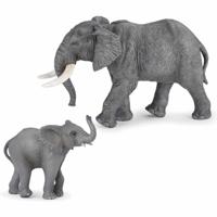 Papo Speelfiguren Olifanten familie - 2x - moeder en kind - 16 en 10 cm - Afrikaanse olifant Papo Speelfiguren Olifanten familie - 2x - moeder en kind - 16 en 10 cm - Afrikaanse olifant