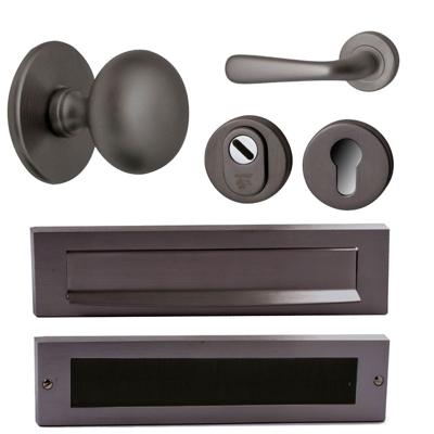 Hardbrass Voordeurset Iris/Silvia compleet linkswijzend - PVD gun metal