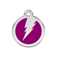 Flash Purple roestvrijstalen hondenpenning medium/gemiddeld dia. 3 cm - Reddingo