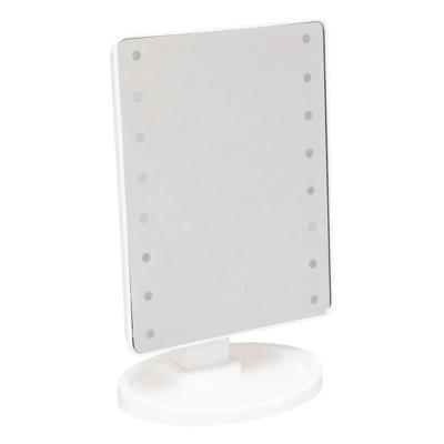 Make-up spiegel Vegas - met LED lampjes - kunststof - 16 x 28 cm - wit - enkelzijdig