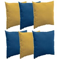 Bank/sier/tuin kussens voor binnen/buiten set 6x stuks geel/blauw 40 x 40 cm - thumbnail