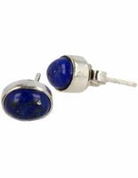 Zilveren Oorstekers Lapis Lazuli Ovaal - 925 Sterling - thumbnail