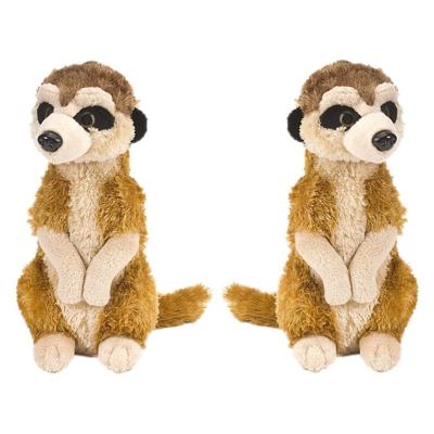 Wild Republic pluche knuffel - Set van 2x stuks - stokstaartje - 20 cm - Meerkat - bruin - Safari di Wild Republic pluche knuffel - Set van 2x stuks - stokstaartje - 20 cm - Meerkat - bruin - Safari di