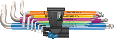 Wera 3950/9 Hex-Plus Multicolour HF Stainless 1 stiftsleutelset | metrisch | RVS | met vasthoudfunctie | 9-delig - 05022699001