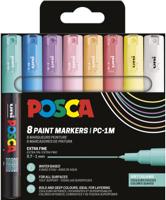 Uni POSCA paintmarker PC-1MC, 0,7 - 1 mm, etui van 8 stuks in geassorteerde zachtekleuren