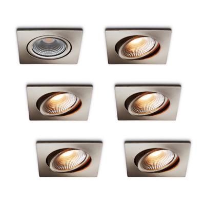 LED-inbouwspot set 6 stuks Trento RVS 5W dimbaar