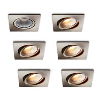 LED-inbouwspot set 6 stuks Trento RVS 5W dimbaar