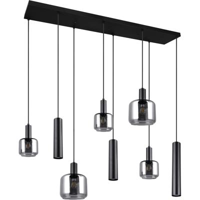 LED Hanglamp - Trion Marat - 8-lichts - Rechthoek - IP20 - Mat Zwart - Metaal