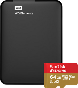 WD Elements Portable 5TB + SanDisk MicroSDXC Extreme 64GB