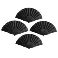 Spaanse Handwaaier - Set van 4x stuks - zwart - 23 x 43 cm - Verkoeling waaiers voor zomerse themper