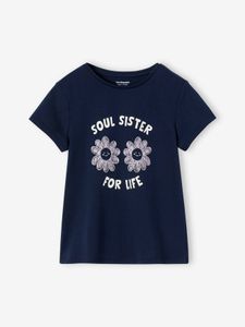 T-shirt met tekst meisjes marineblauw