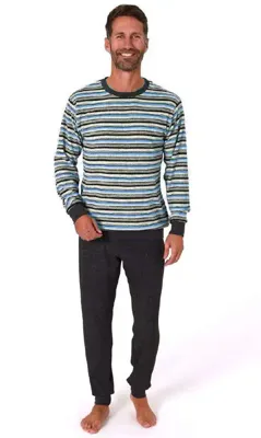 Badstof heren pyjama - Stripes - Warme winter pyjama