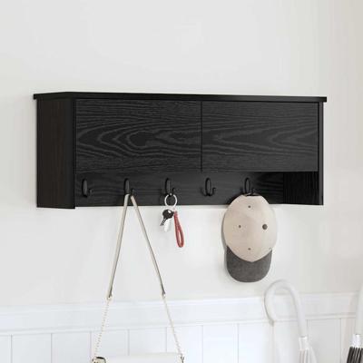 Wandgemonteerde kapstok met plank Zwart eiken 80 x 20 x 30 cm