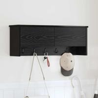 Wandgemonteerde kapstok met plank Zwart eiken 80 x 20 x 30 cm