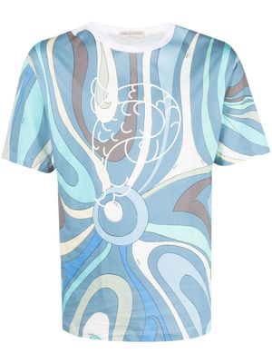 PUCCI t-shirt en coton à imprimé graphique - Bleu