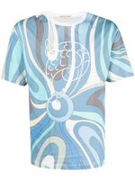 PUCCI t-shirt en coton à imprimé graphique - Bleu