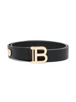 Balmain Kids ceinture en cuir à plaque logo - Noir - thumbnail