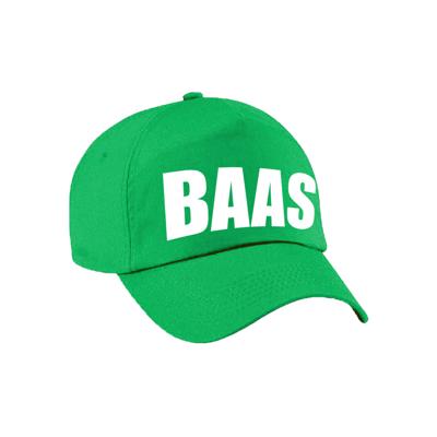Baas verkleed petje - baseballcap - groen - voor volwassenen - met tekst